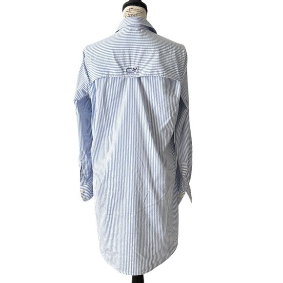 Vineyard Vines Performance Dress Harbor Cover-Up Blue Stripe Vented Womens Sz 10 - Picture 3 of 7